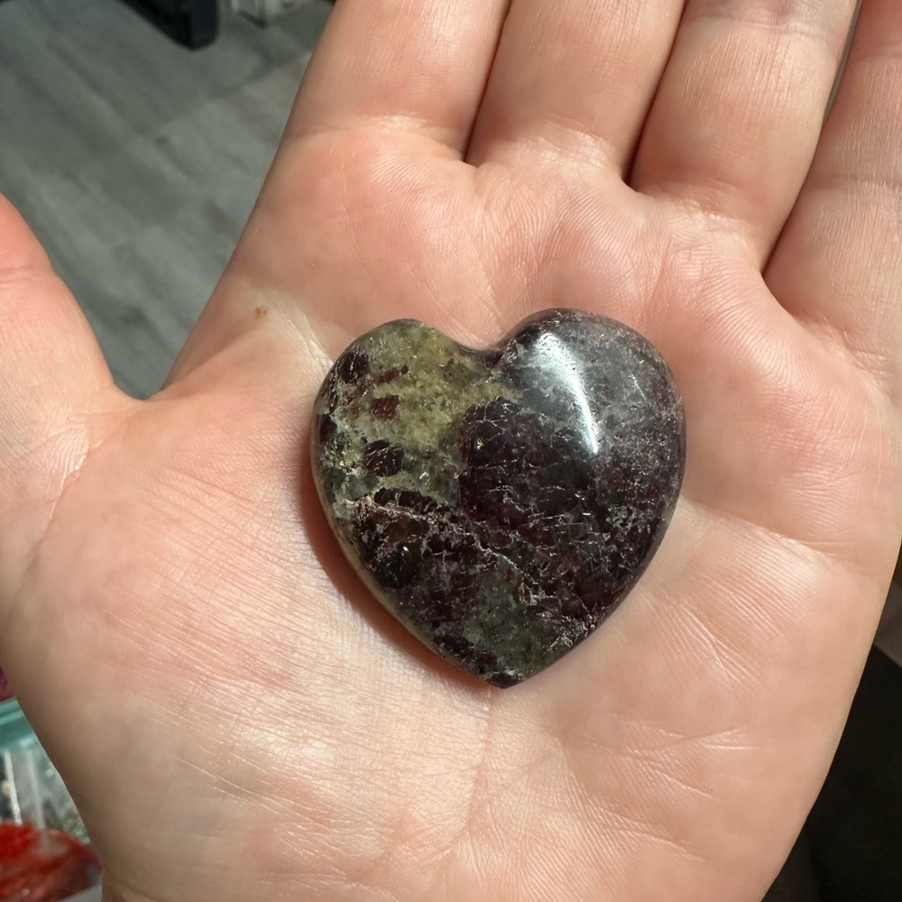 Garnet Heart Polished Stone